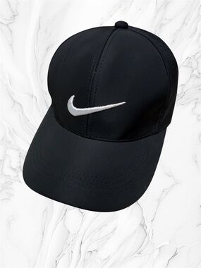 Black Cap with White Swoosh Embroidery adjustable unisex